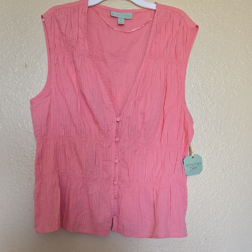 RYEGRASS- Pink Button-Down Blouse
